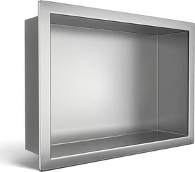 Raft incastrat dreptunghiular Balneo Wall-Box One cu rama 30x20x10 cm inox