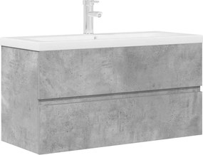 vidaXL Set mobilier de baie, 2 piese, gri beton, lemn compozit