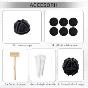 PawHut Țarc Modular pentru Animale de Talie Mică cu Panouri și Accesorii, 140x70x70 cm, Negru | Aosom Romania