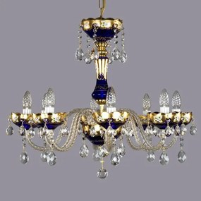 Candelabru cristal Bohemia 8 brate, diam. 66cm Leona VIII.blue CE