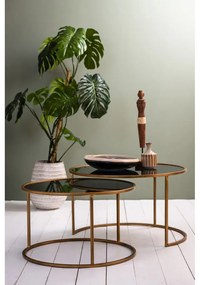 Măsuțe de cafea rotunde din sticlă în set de 2 buc. în auriu ø 75 cm Duarte - Light &amp; Living