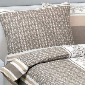 Lenjerie de pat din bumbac Bellatex Ornament cafea, 140 x 220 cm, 70 x 90 cm, 140 x 220 cm, 70 x 90 cm