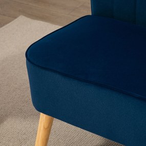HOMCOM Canapea design retro 2 locuri, picioare din lemn, 117 cm x 56,5 cm x 77 cm, Albastru | Aosom Romania