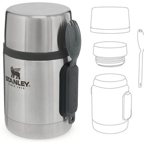 Termos argintiu pentru mâncare din oțel inoxidabil 530 ml Adventure – Stanley