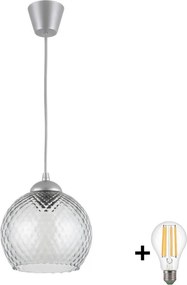 Brilagi - Lustră LED suspendată pe cablu R GLASS 1xE27/60W/230V Ø 25 cm argintiu/gri fumuriu