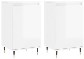 831041 vidaXL Dulapuri, 2 buc., alb extralucios, 40x35x70 cm, lemn prelucrat