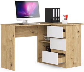 Masă PC de colț Bodhi (Stejar artisan + Alb) (D). 1070966