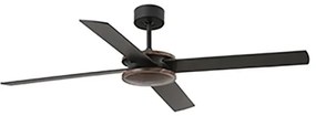 Ventilator de tavan cu telecomanda design modern POLEA negru/lemn nuc