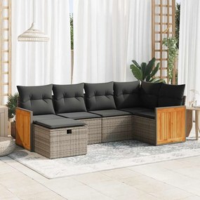 3326029 vidaXL Set mobilier grădină cu perne, 6 piese, gri, poliratan