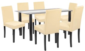 Set de masă Cadiz 6+1 negru-bej