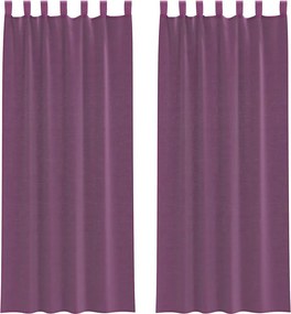 vidaXL Perdele Voile cu Bucle 2 buc Violet 140x260 cm