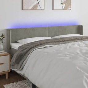 3123016 vidaXL Tăblie de pat cu LED, gri deschis, 183x16x78/88 cm, catifea