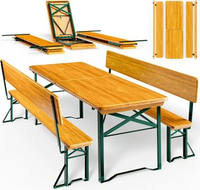 Set de masă pentru bere PRAKTIK cu spătar, 170cm, maro Jurhan