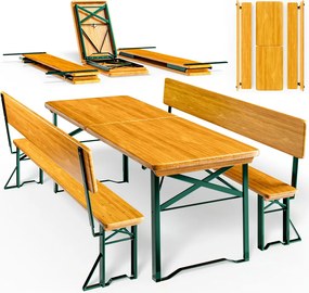 Set de masă pentru bere PRAKTIK cu spătar, 170cm, maro Jurhan