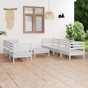 3082513 vidaXL Set mobilier de grădină, 8 piese, alb, lemn masiv de pin