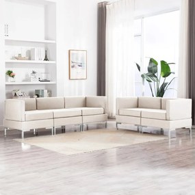 3052791 vidaXL Set de canapele, 5 piese, crem, material textil