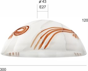 Abajur de rezervă din sticlă SFERA E27 120x300 mm alb/portocaliu