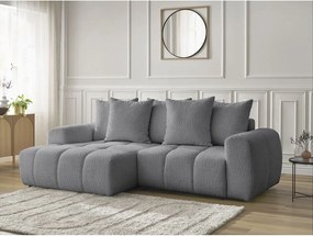 Colțar gri extensibil/cu spațiu de depozitare cu tapițerie din țesătură bouclé (cu colț pe partea stângă/cu șezlong) Roxelane – Bobochic Paris