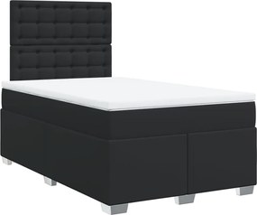 vidaXL Pat box spring cu saltea, negru, 120x190 cm, piele ecologică