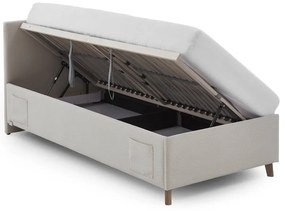 Pat pentru copii bej tapițat cu spațiu de depozitare cu somieră 90x200 cm Cool – Meise Möbel