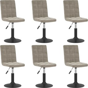vidaXL Scaune de sufragerie pivotante 6 buc, gri deschis, catifea