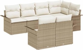 vidaXL Set de canapele pentru grădină cu pernă 7 pcs Bej Rattan poli
