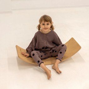 Placă de echilibru bej/în culoare naturală din lemn de pin 80x30x18 cm Montessori – Meowbaby