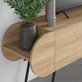 Masă TV în culoare naturală cu aspect de lemn de stejar 195x57 cm Saluso – Marckeric