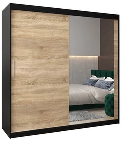 Dulap de haine 200 cm Toki 2 (negru mat + stejar sonoma). 1065020