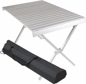 Masă de camping cu geantă, din aluminiu, gri, 108 x 71 x 72