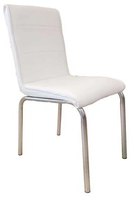 SCAUN ALB, SEZUT TAPITAT PIELE ECOLOGICA, CADRU METALIC
