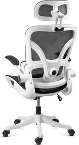 Scaun de birou ergonomic din mesh cu suport lombar și brațe rabatabile OFF 440 alb
