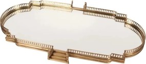 Tavă din alamă, auriu, cu fund din oglindă, balustradă cu baluștri și trepte sculptate, 8 x 85 x 51 cm, „Bérénice”
