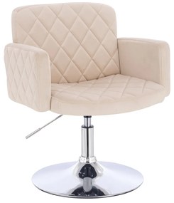 HR802N Scaun Crem din Catifea cu Bază Cromata