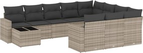 vidaXL Set canapele de grădină cu perne, 11 piese, gri, poliratan