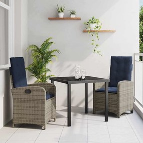 vidaXL Set de masă pentru grădină 3 pcs Gri poliratan