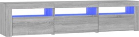 vidaXL Comodă TV cu lumini LED, gri sonoma, 180x35x40 cm
