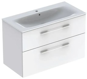 Dulap pentru lavoar 64x99x48 cm, cu lavoar, 2 sertare, alb lucios Alb lucios