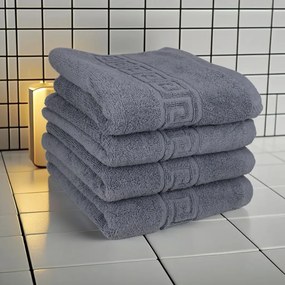 Set 5 Prosoape 70x130 cm Bumbac 500 g/mp Bordura Greceasca, Gri