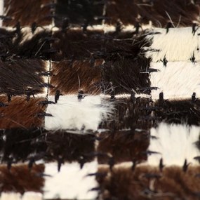 Covor piele naturala, mozaic, 80x150 cm, patrate, negru alb 80 x 150 cm