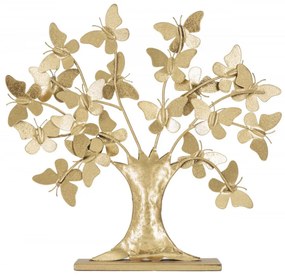 Decoratiune arbore cu fluturi auriu din metal, 30x8x31 cm Daisy Mauro Ferretti