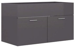 804664 vidaXL Dulap de chiuvetă, gri extralucios, 80x38,5x46 cm, PAL