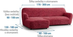 Gaico Huse bielastice VITTORIA bordo canapea cu otoman stânga (l. 170 - 300 cm)