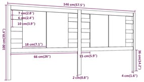 Tablie de pat, gri, 146x4x100 cm, lemn masiv de pin 1, Gri, 146 x 4 x 100 cm