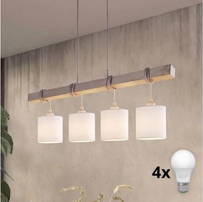 Brilagi - Candelabru LED suspendat pe cablu NUBILA 4xE27/60W/230V gri/alb