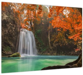 Tablou pe sticlă - Cascadă în Thailanda (70x50 cm)
