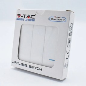 Intrerupator triplu Wireless Smart, 10A, protectie IP54, alb, V-TAC
