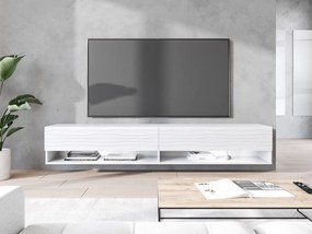 Dulap TV de perete Adenuk 140 MDF (Alb + Alb) (cu iluminat LED RGB). 1106327