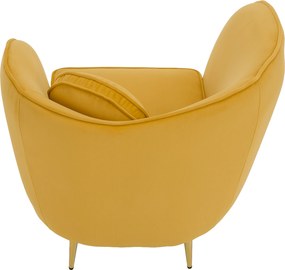 Fotoliu de design, ţesătură Velvet galbenă/gold crom auriu, EZIO
