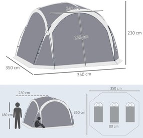 Outsunny Cort de camping tip dôme familial pentru 6-8 persoane cu 4 uși cu plasă de zippé, material Oxford și cârlig pentru lampă | Aosom Romania